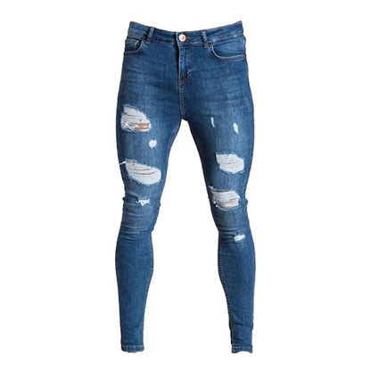 Maiyifu-GJ Herre Jeans Moto Biker Slim Fit Boyfriend
