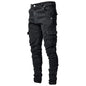 Maiyifu-GJ Herre Jeans Moto Biker Slim Fit Boyfriend