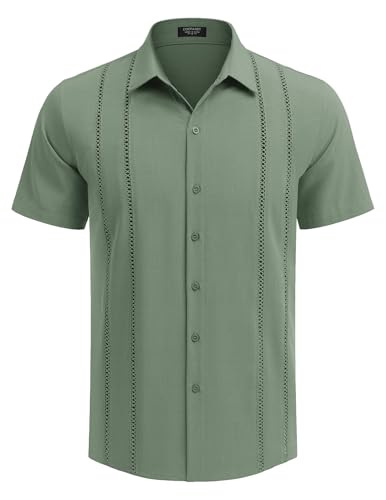 COOFANDY Herre Skjorte Cubansk Guayabera Kortærmet Ztj009248
