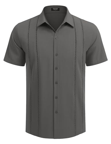COOFANDY Herre Skjorte Cubansk Guayabera Kortærmet Ztj009248