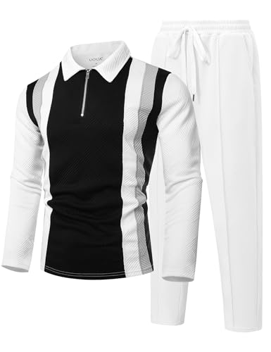 UOUA Herre Træningssæt 1/4-Zip Polo Joggingbukser M002B