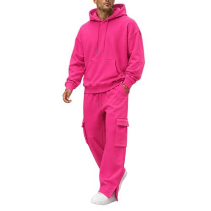 Herre Træningssæt Pullover Hættetrøje Cargo Sweatpants 2-Delt