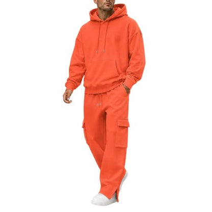 Herre Træningssæt Pullover Hættetrøje Cargo Sweatpants 2-Delt