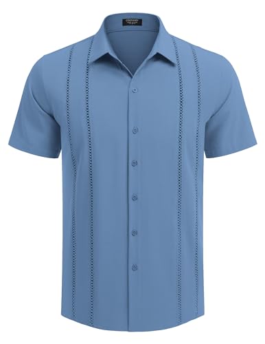 COOFANDY Herre Skjorte Cubansk Guayabera Kortærmet Ztj009248