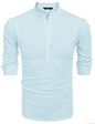 COOFANDY Herre Henley T-Shirt Langærmet Bomuld Hør ZSJ007181