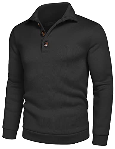 COOFANDY Herre Striktrøje Fleece Pullover Langærmet