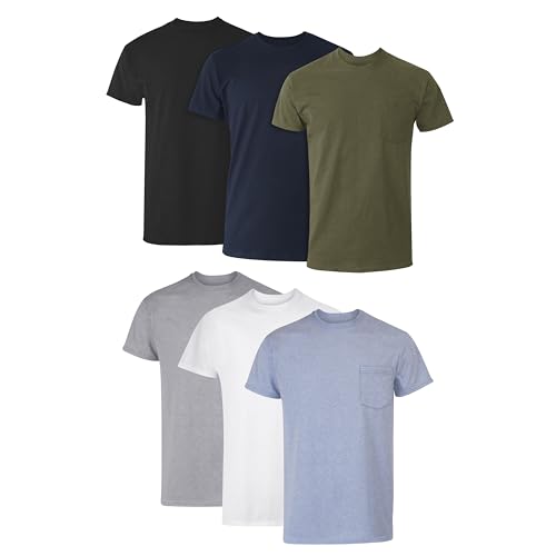 Hanes Herre T-shirt Lomme Bomuld Rund Hals 6-Pak 2135