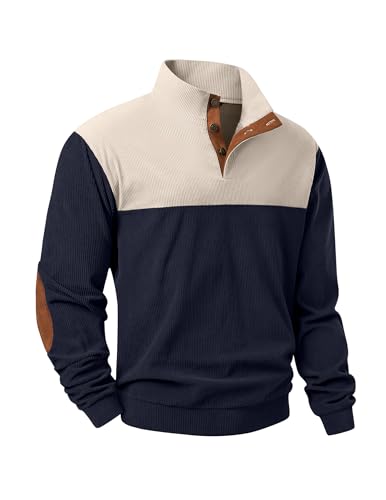JMIERR Herre Sweatshirt Fløjl Quarter Button Pullover