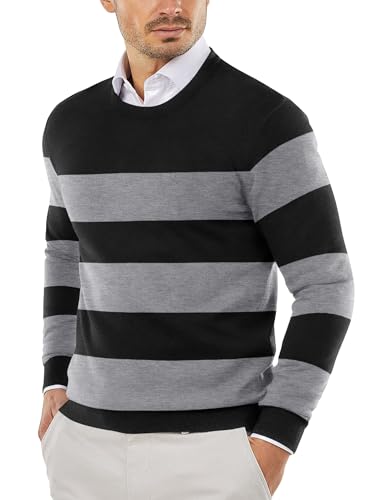 COOFANDY Herre Striktrøje Crew Neck Langærmet Slim Fit