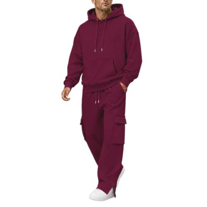 Herre Træningssæt Pullover Hættetrøje Cargo Sweatpants 2-Delt