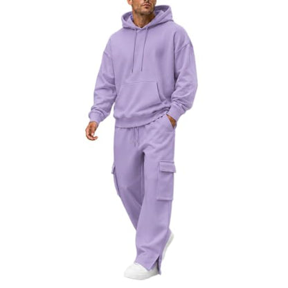 Herre Træningssæt Pullover Hættetrøje Cargo Sweatpants 2-Delt