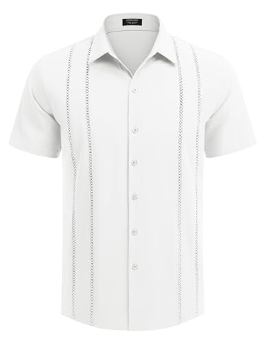 COOFANDY Herre Skjorte Cubansk Guayabera Kortærmet Ztj009248