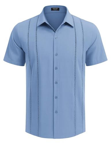 COOFANDY Herre Skjorte Cubansk Guayabera Kortærmet Ztj009248