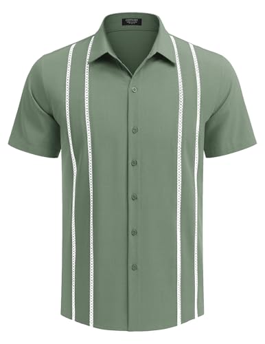 COOFANDY Herre Skjorte Cubansk Guayabera Kortærmet Ztj009248