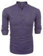 COOFANDY Herre Henley T-Shirt Langærmet Bomuld Hør ZSJ007181