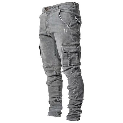 Maiyifu-GJ Herre Jeans Moto Biker Slim Fit Boyfriend
