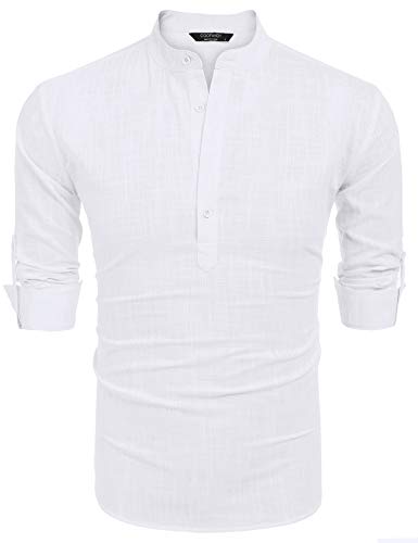 COOFANDY Herre Henley T-Shirt Langærmet Bomuld Hør ZSJ007181