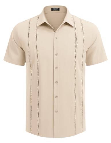 COOFANDY Herre Skjorte Cubansk Guayabera Kortærmet Ztj009248