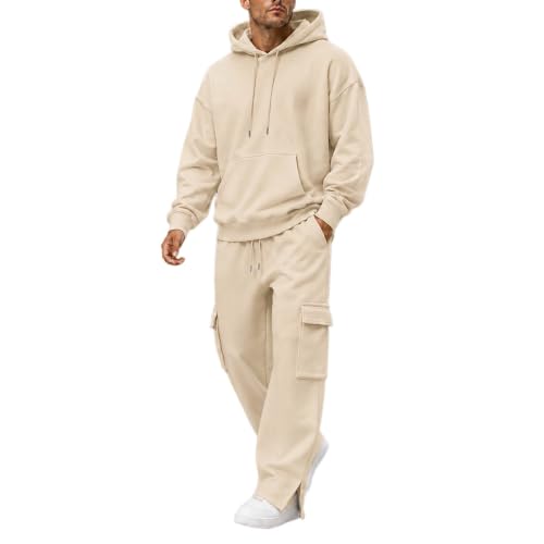 Herre Træningssæt Pullover Hættetrøje Cargo Sweatpants 2-Delt