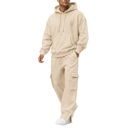 Herre Træningssæt Pullover Hættetrøje Cargo Sweatpants 2-Delt