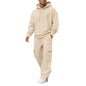 Herre Træningssæt Pullover Hættetrøje Cargo Sweatpants 2-Delt