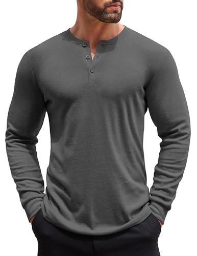 COOFANDY Herre Henley Skjorte Langærmet Ztj009440