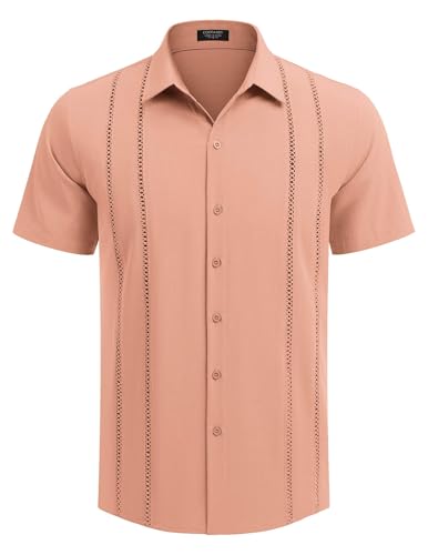 COOFANDY Herre Skjorte Cubansk Guayabera Kortærmet Ztj009248