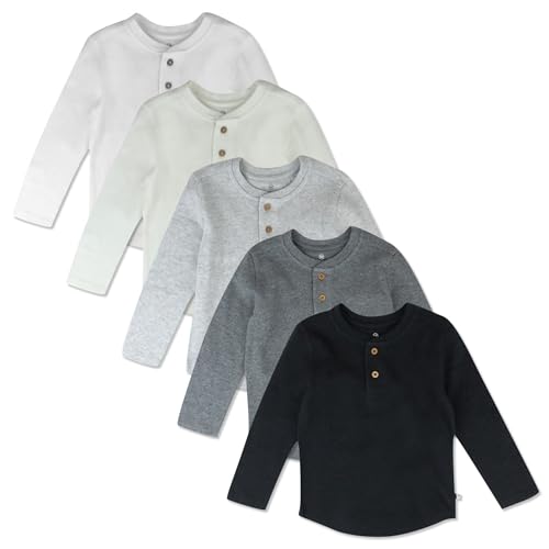 HonestBaby Drenge Baby Langærmet Henley Vaffeltrøjer 5-Pak T5D2E