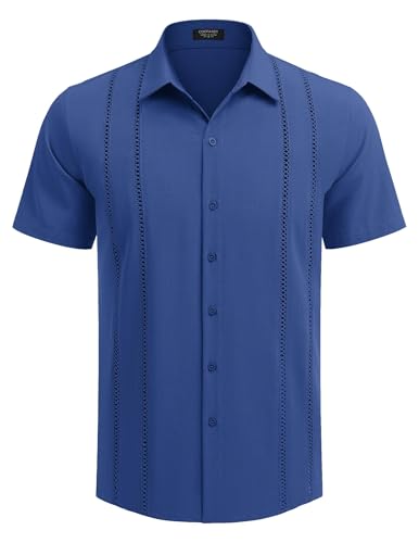 COOFANDY Herre Skjorte Cubansk Guayabera Kortærmet Ztj009248