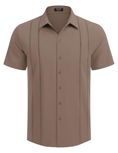COOFANDY Herre Skjorte Cubansk Guayabera Kortærmet Ztj009248