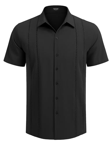 COOFANDY Herre Skjorte Cubansk Guayabera Kortærmet Ztj009248