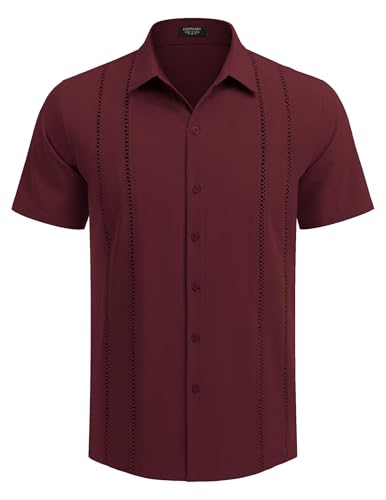 COOFANDY Herre Skjorte Cubansk Guayabera Kortærmet Ztj009248