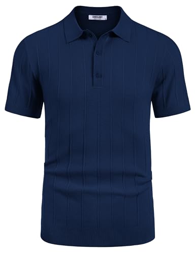 COOFANDY Herre Poloshirt Strik Ribbet Kortærmet Av007569