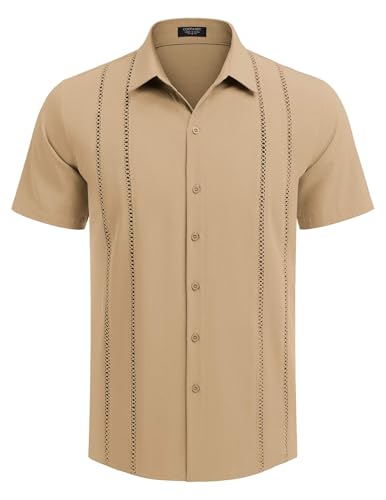 COOFANDY Herre Skjorte Cubansk Guayabera Kortærmet Ztj009248