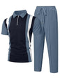UOUA Herre Træningssæt 1/4-Zip Polo Joggingbukser M002B