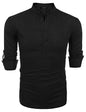 COOFANDY Herre Henley T-Shirt Langærmet Bomuld Hør ZSJ007181