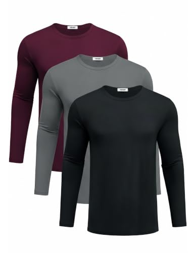 COOFANDY Herre T-shirt Langærmet Rund Hals Ztj010834*
