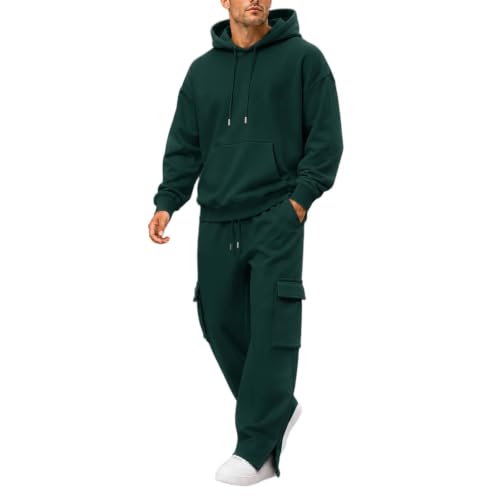 Herre Træningssæt Pullover Hættetrøje Cargo Sweatpants 2-Delt