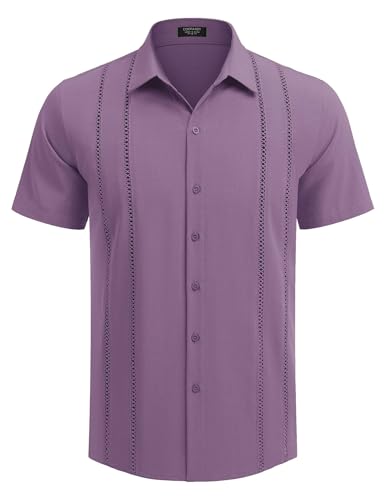 COOFANDY Herre Skjorte Cubansk Guayabera Kortærmet Ztj009248