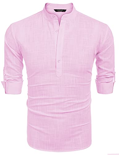 COOFANDY Herre Henley T-Shirt Langærmet Bomuld Hør ZSJ007181