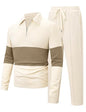 UOUA Herre Træningssæt 1/4-Zip Polo Joggingbukser M002B