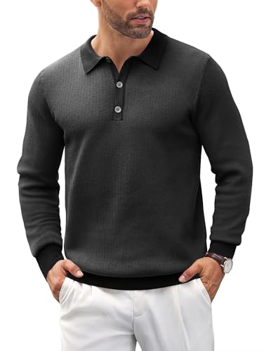 COOFANDY Herre Strikket Polo Langærmet Ztj009061
