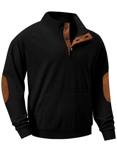 JMIERR Herre Sweatshirt Fløjl Quarter Button Pullover
