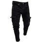Maiyifu-GJ Herre Jeans Moto Biker Slim Fit Boyfriend