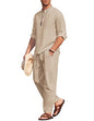 COOFANDY Herre Bomuldssæt Skjorte Bukser Langærmet
