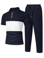 UOUA Herre Træningssæt 1/4-Zip Polo Joggingbukser M002B