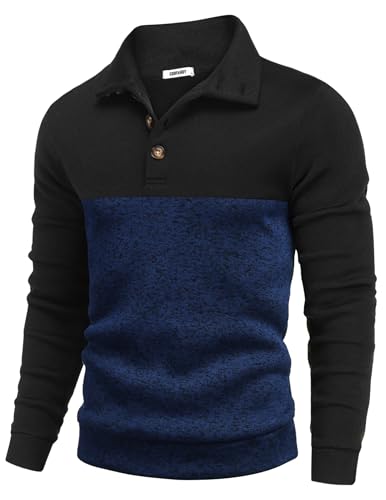 COOFANDY Herre Striktrøje Fleece Pullover Langærmet