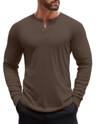 COOFANDY Herre Henley Skjorte Langærmet Ztj009440