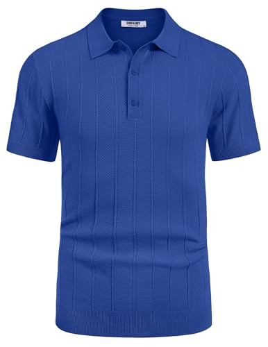 COOFANDY Herre Polo Kortærmet Ribstrikket Av007569