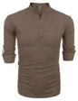 COOFANDY Herre Henley T-Shirt Langærmet Bomuld Hør ZSJ007181